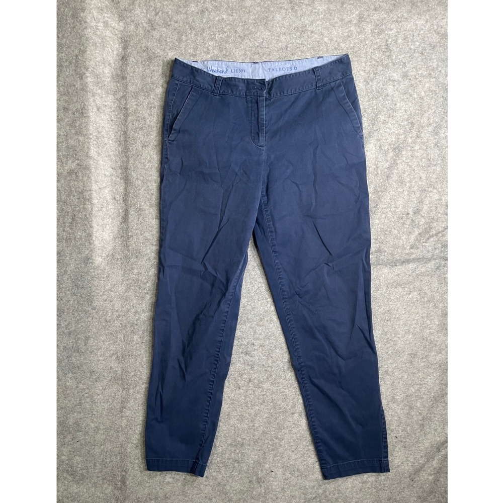 Talbots The Weekend Chino Navy Blue Slim Tapered Leg Pants Womens 6